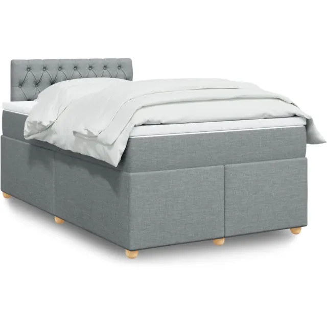 vidaXL Boxspring met matras stof lichtgrijs 120x200 cm grijs