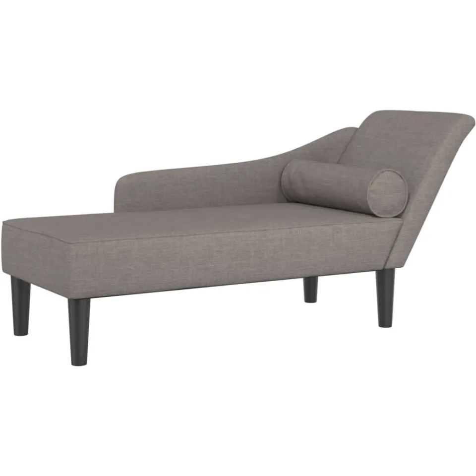 vidaXL Chaise longue met kussens stof taupe