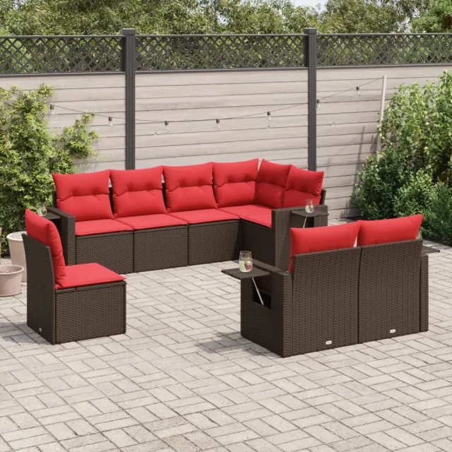 vidaXL 8-delige tuinbankset met kussens, bruin polyrotan, foto 2