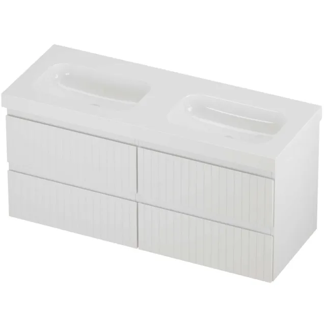 Proline Haga Badmeubelset Polystone Mezza 4 Laden 120x46x58 cm Glans Wit Mat Wit
