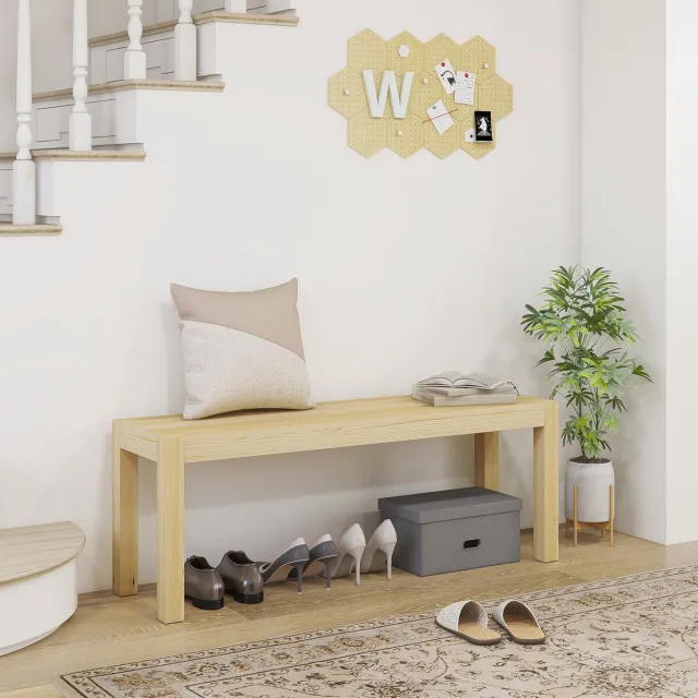 MEUNIQ houten eetbank 120 x 33 x 45 cm voor 2 personen, grenenhouten zitbank voor keuken, eetkamer, woonkamer of hal, naturel Natuurlijk hout