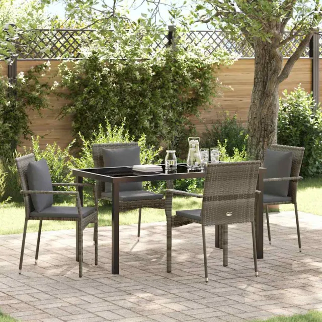 vidaXL Tuin eettafelset 5 st Grijs poly rattan, foto 2