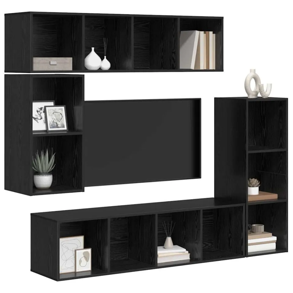 vidaXL Tv-meubelset 4 st 37 x 37 x 142,5 cm Zwart Eiken, foto 3