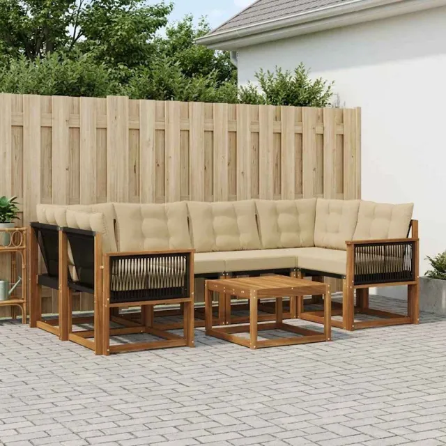 vidaXL Buiten bankenset 7 st 6-zits Natuurlijk en Beige