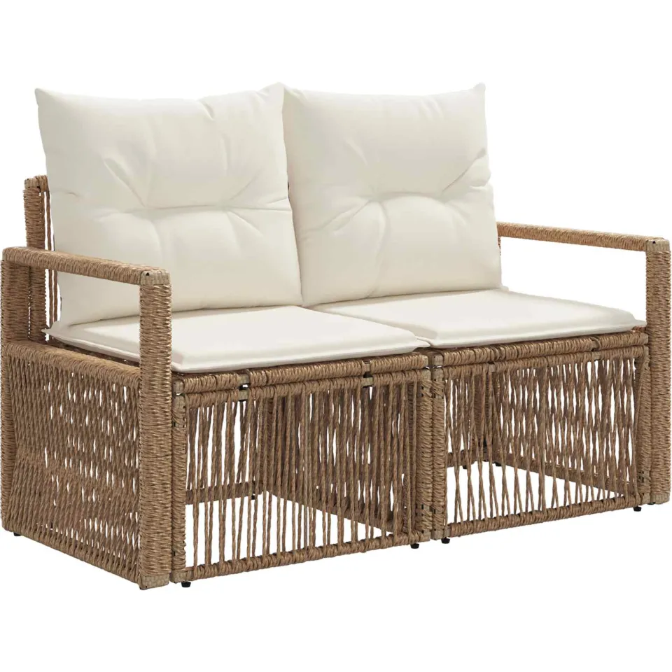 vidaXL Tuinbankenset 5 st 5-zits Beige poly rattan