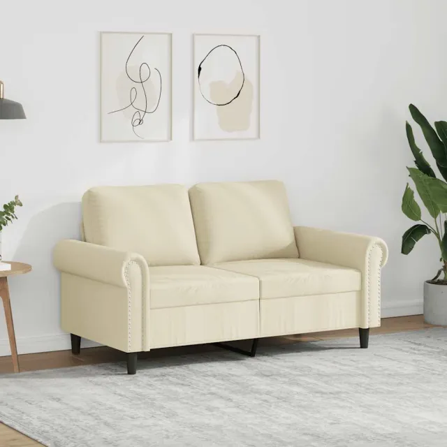 vidaXL Tweezitsbank 120 cm kunstleer crèmekleurig