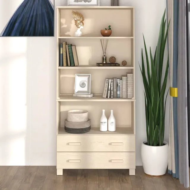 vidaXL Hoge kast HAMAR massief grenenhout honingbruin bruin, foto 2