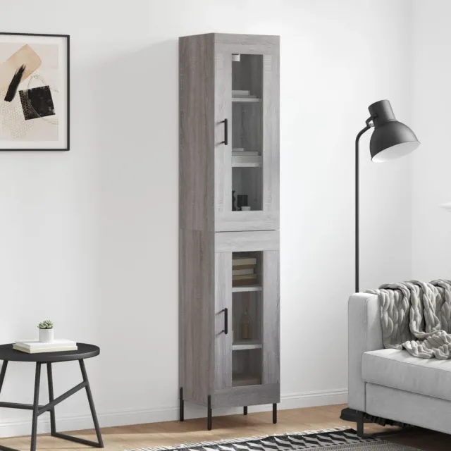 vidaXL Hoge kast 34,5x34x180 cm bewerkt hout grijs sonoma eikenkleurig, foto 2