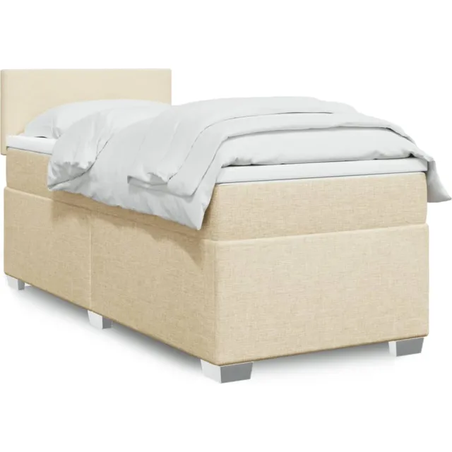 vidaXL Boxspring met matras stof crèmekleurig 90x200 cm