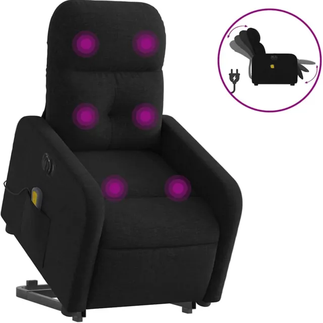 vidaXL Sta-op-massagestoel - elektrisch - verstelbaar - stof - zwart