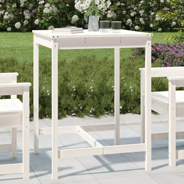 vidaXL Tuintafel 82,5x82,5x110 cm massief grenenhout wit, foto 2