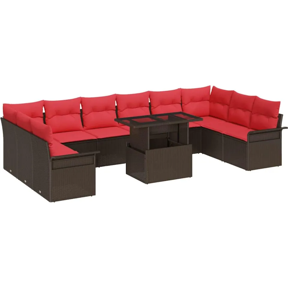 vidaXL Tuin Sofa Set 11 st Bruin Poly riet, foto 4
