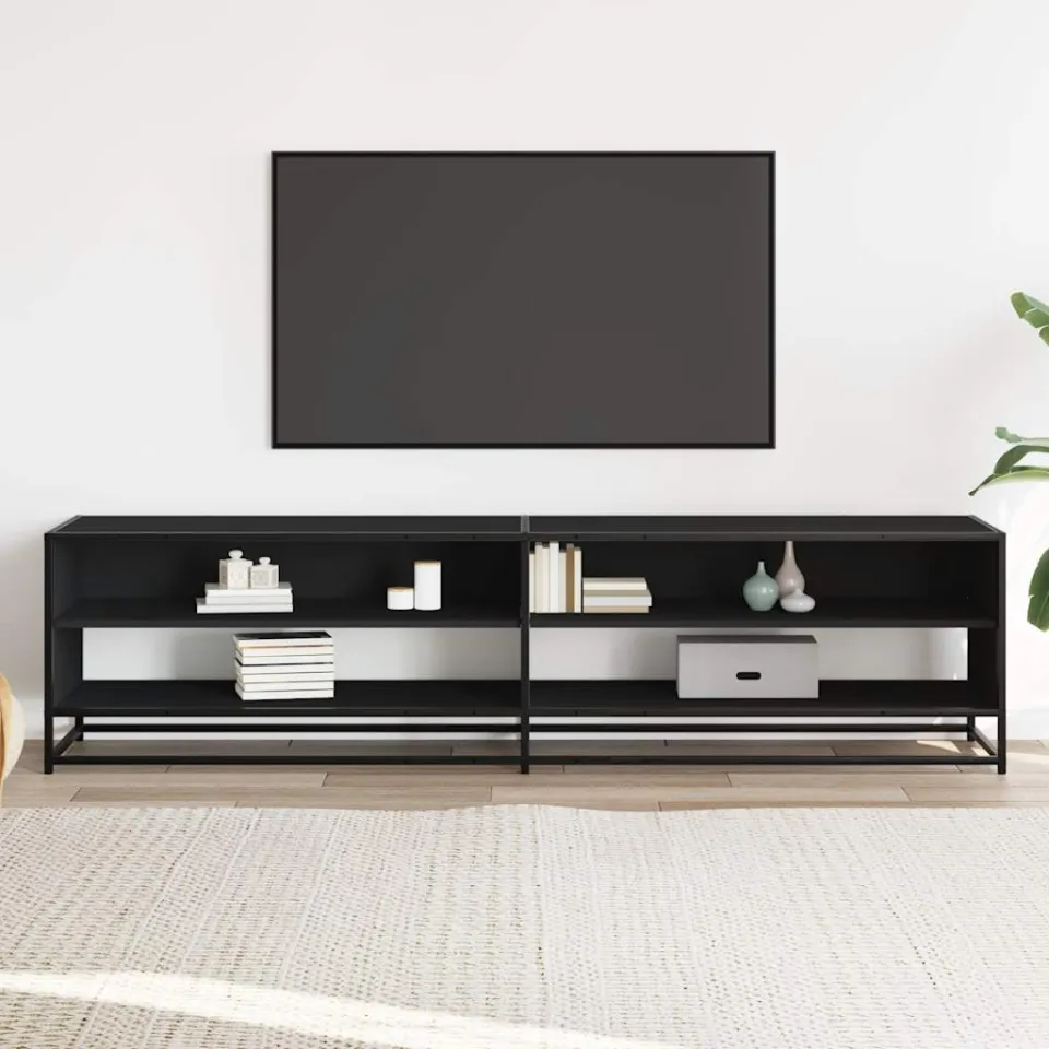 vidaXL Tv-meubel 180,5x40x46 cm bewerkt hout zwart, foto 2