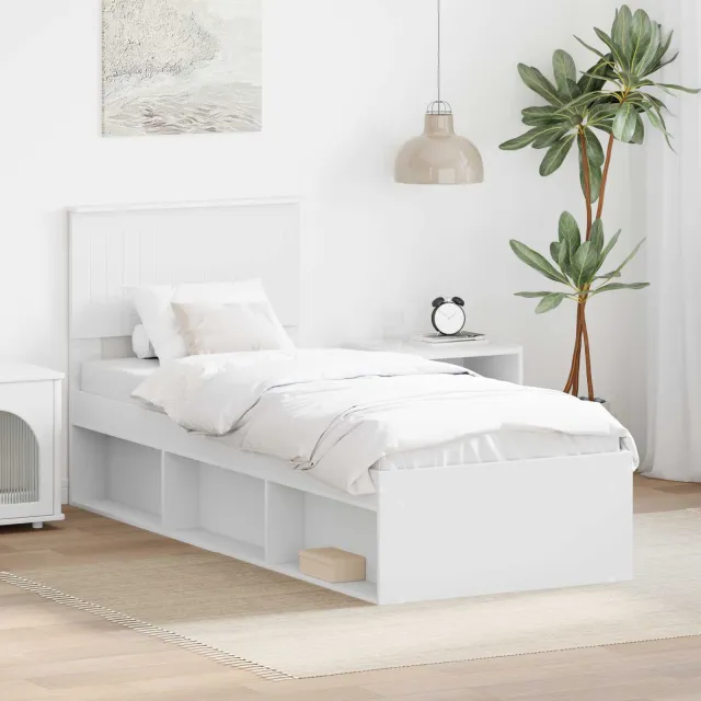 vidaXL Bedframe met hoofdeinde Wit 75 x 190 cm Massief grenenhout