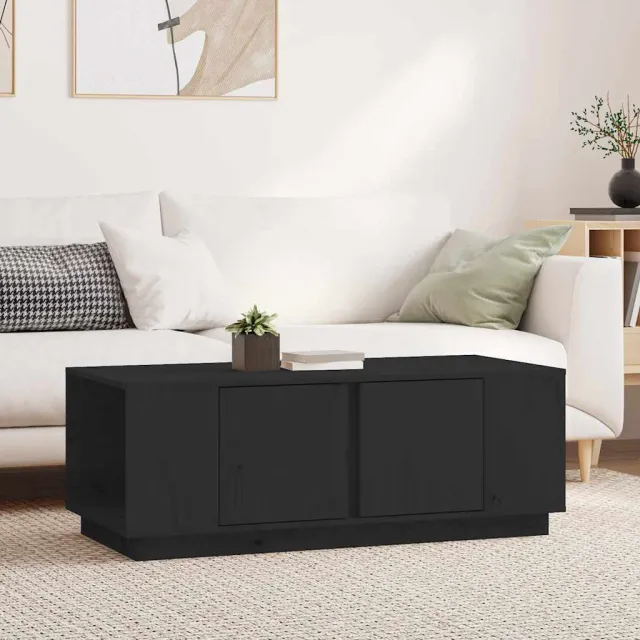 vidaXL Salontafel 110x50x40 cm massief grenenhout zwart, foto 2