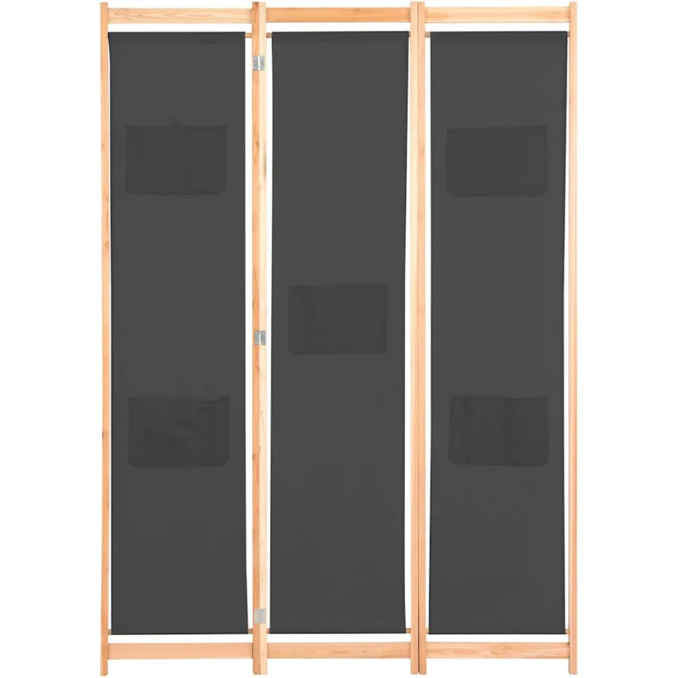 vidaXL Kamerscherm met 3 panelen 120x170x4 cm stof grijs, foto 2