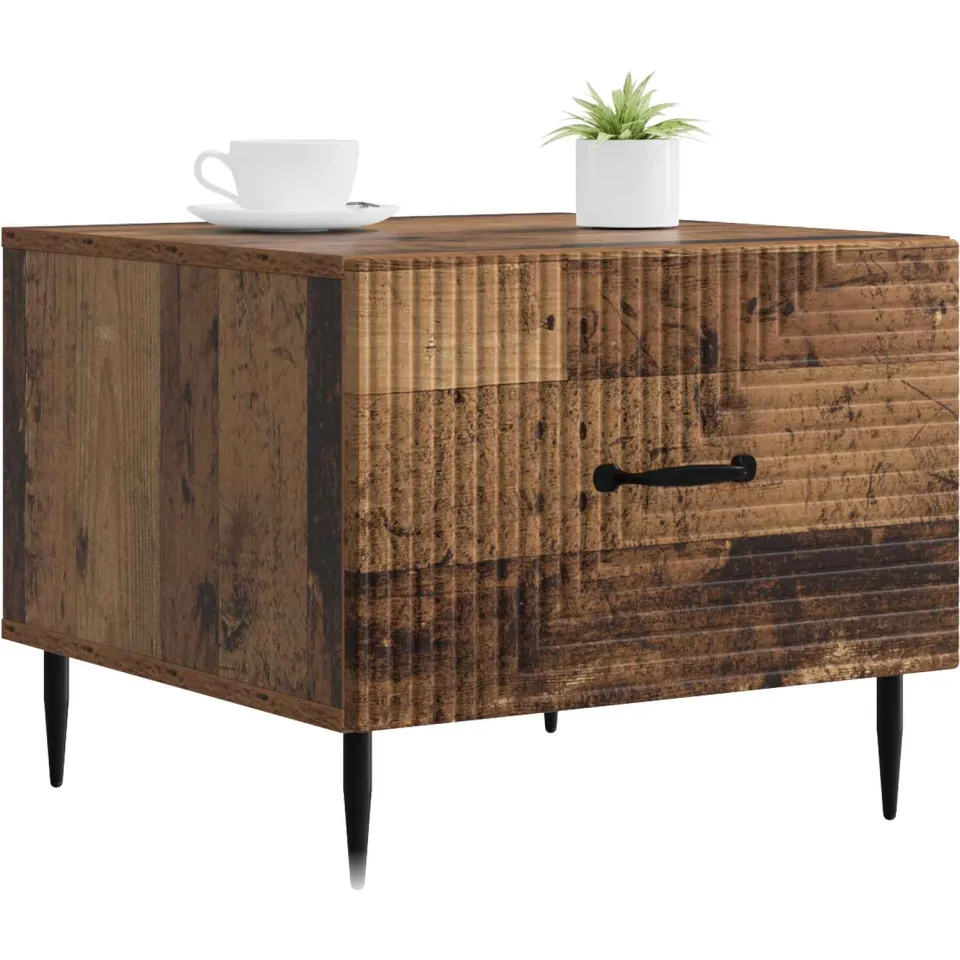vidaXL Salontafel met lade Oud hout 49 x 50 x 40 cm Bewerkt hout Bruin