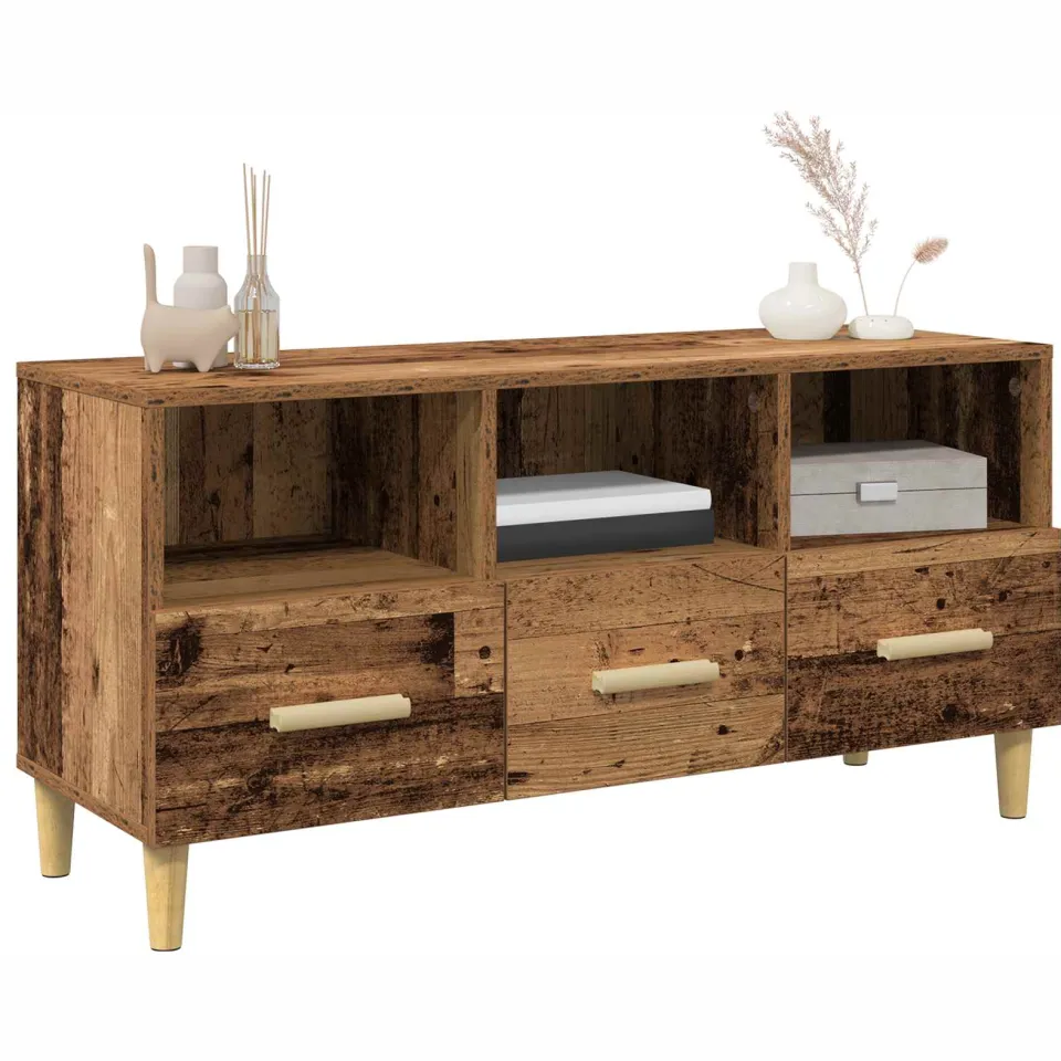 vidaXL TV-kast 102 x 36 x 50 cm Oudhout Bewerkt hout Bruin