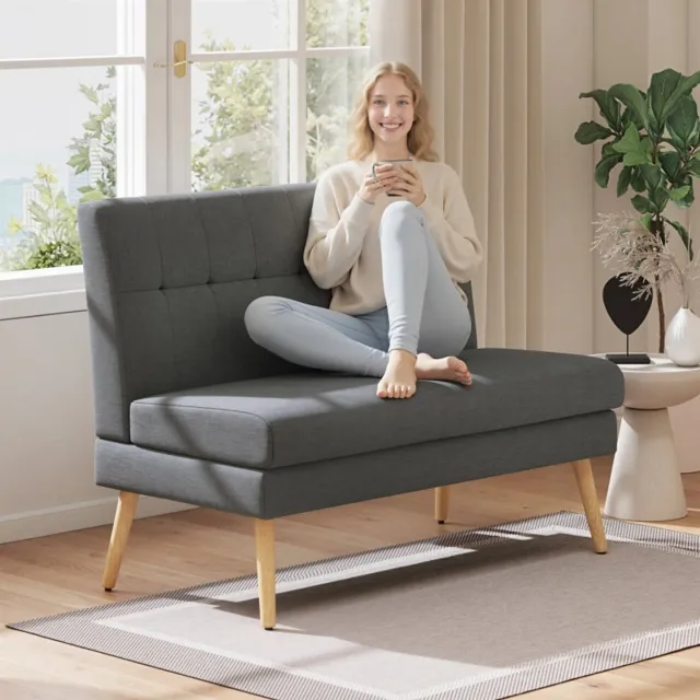 CHICFURN 2-zitsbank - Compact - Getufte rugleuning - Donkergrijs