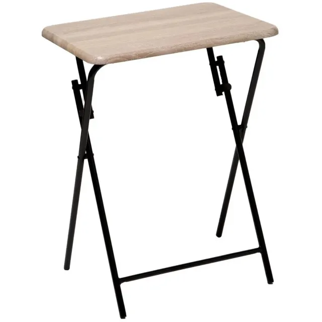 Five® 5Five Bijzettafel/tuin tafel Edson - metaal - naturel/zwart - 48 x 38 x 64 cm - voor buiten - inklapbaar - Camping tafel