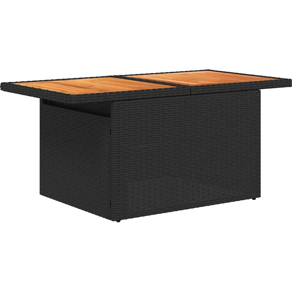 vidaXL 7-delige Loungeset met kussens poly rattan acacia zwart