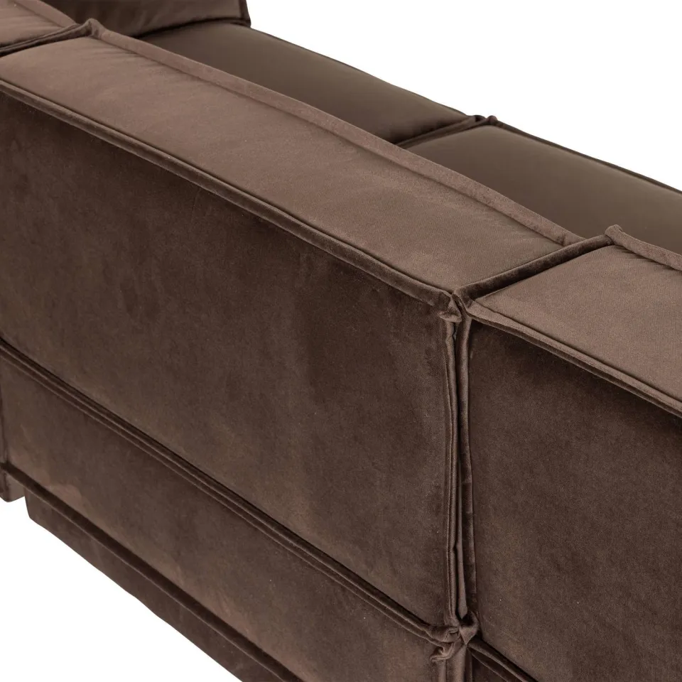 WOOOD Manu Chaise Longue Bank Links - Velvet - Bruin - 73x286x160, foto 7
