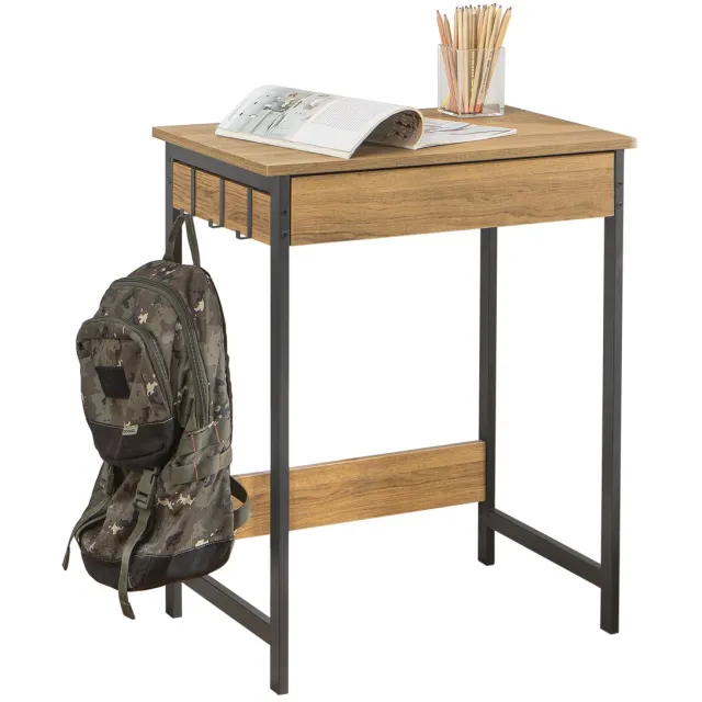 SoBuy FWT43-N Computerbureau - Houten Look met Lade & Metalen Frame Naturel