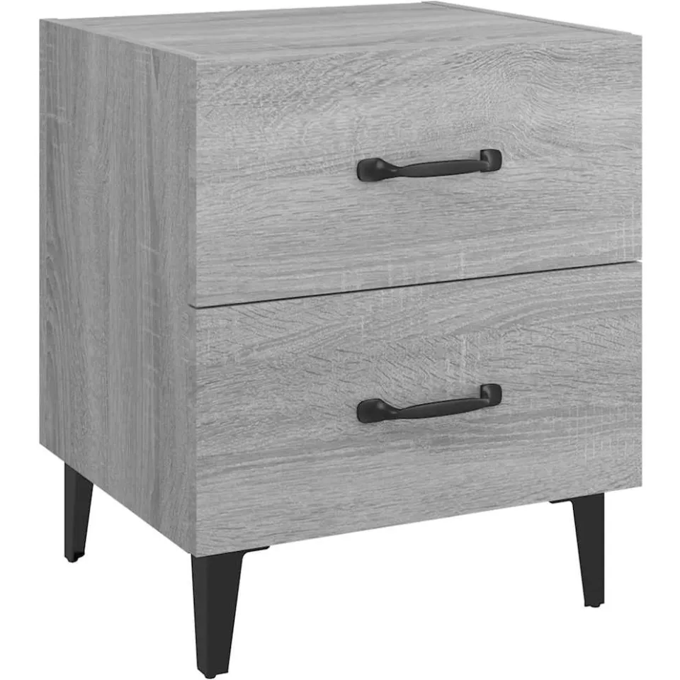 vidaXL Nachtkastjes 2 st 40x35x47,5 cm grijs sonoma eikenkleurig, foto 4