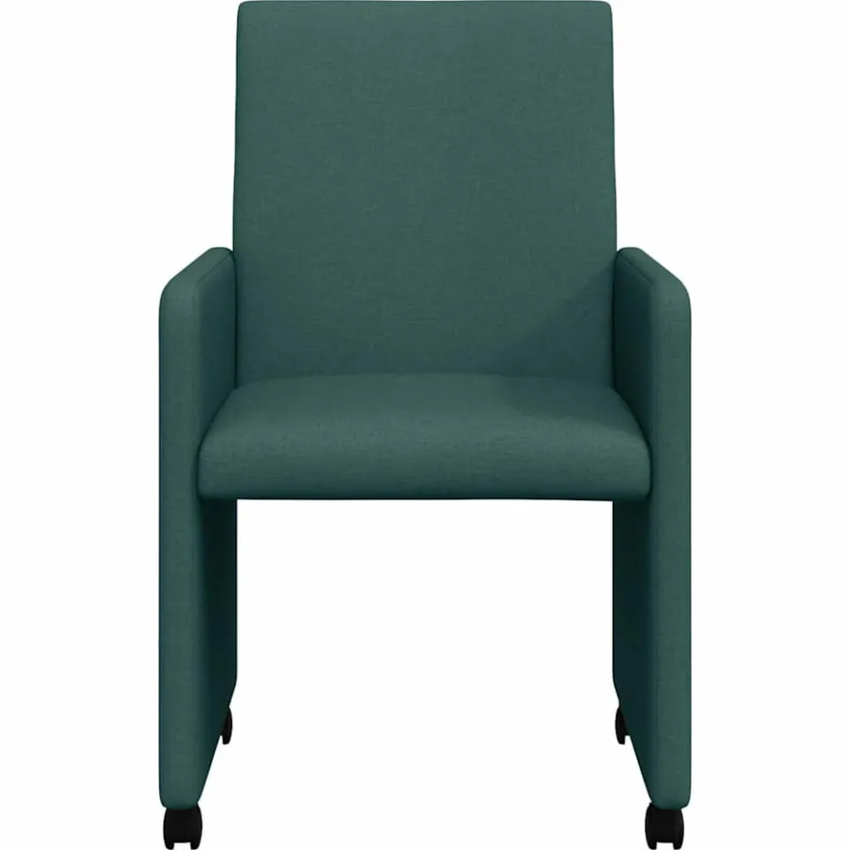 vidaXL Eetkamerstoelen met Wieltjes 2 st Stof Donkergroen groen, foto 4