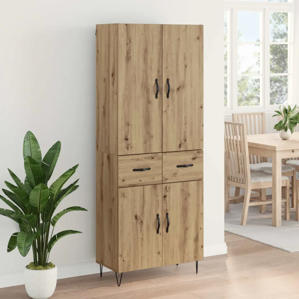 vidaXL Hoge kast 2 st Artisan Eiken 69,5 x 34 x 180 cm Bewerkt hout, foto 3