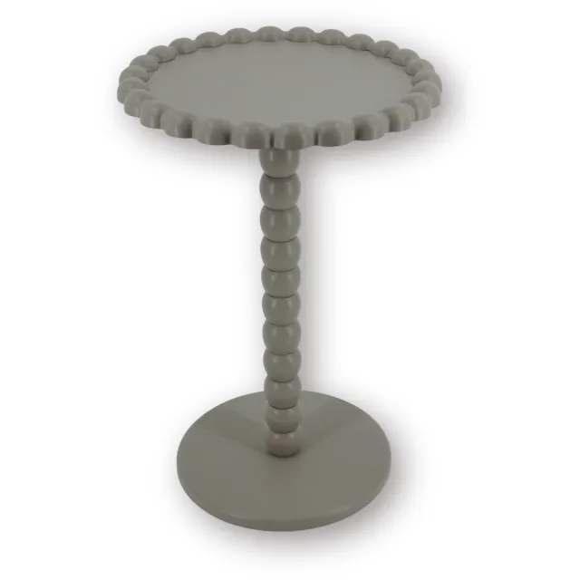Housevitamin Ronde Bijzettafel Ø38 cm – Taupe – Bolletjesrand & Bolletjespoot – MDF – Hoogte 55 cm – Design Bijzettafel – Plantentafel – Decoratief Tafeltje