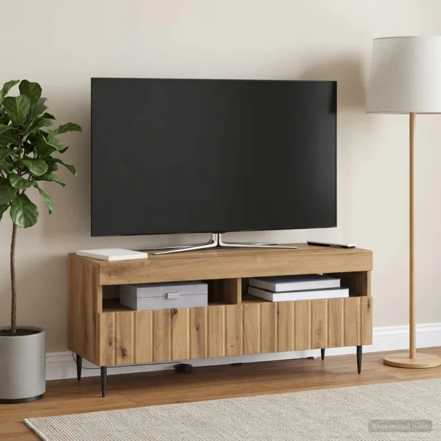 vidaXL LED tv-meubel ZWOLLE 100 x 35 x 43 cm Artisanaal eiken, foto 2