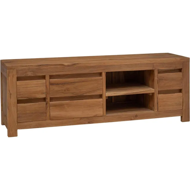 vidaXL Tv-meubel 110 x 30 x 40 cm Naturel Massief Teakhout Bruin