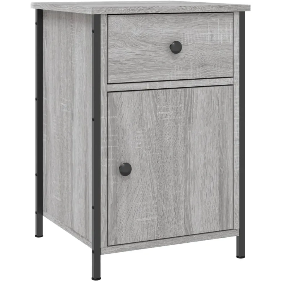 vidaXL Nachtkastje 40x42x60 cm bewerkt hout grijs sonoma eikenkleurig, foto 3