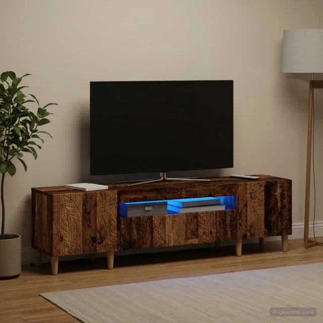 vidaXL LED tv-meubel DELFT 153 x 35 x 43 cm Oud hout Bewerkt hout bruin, foto 2