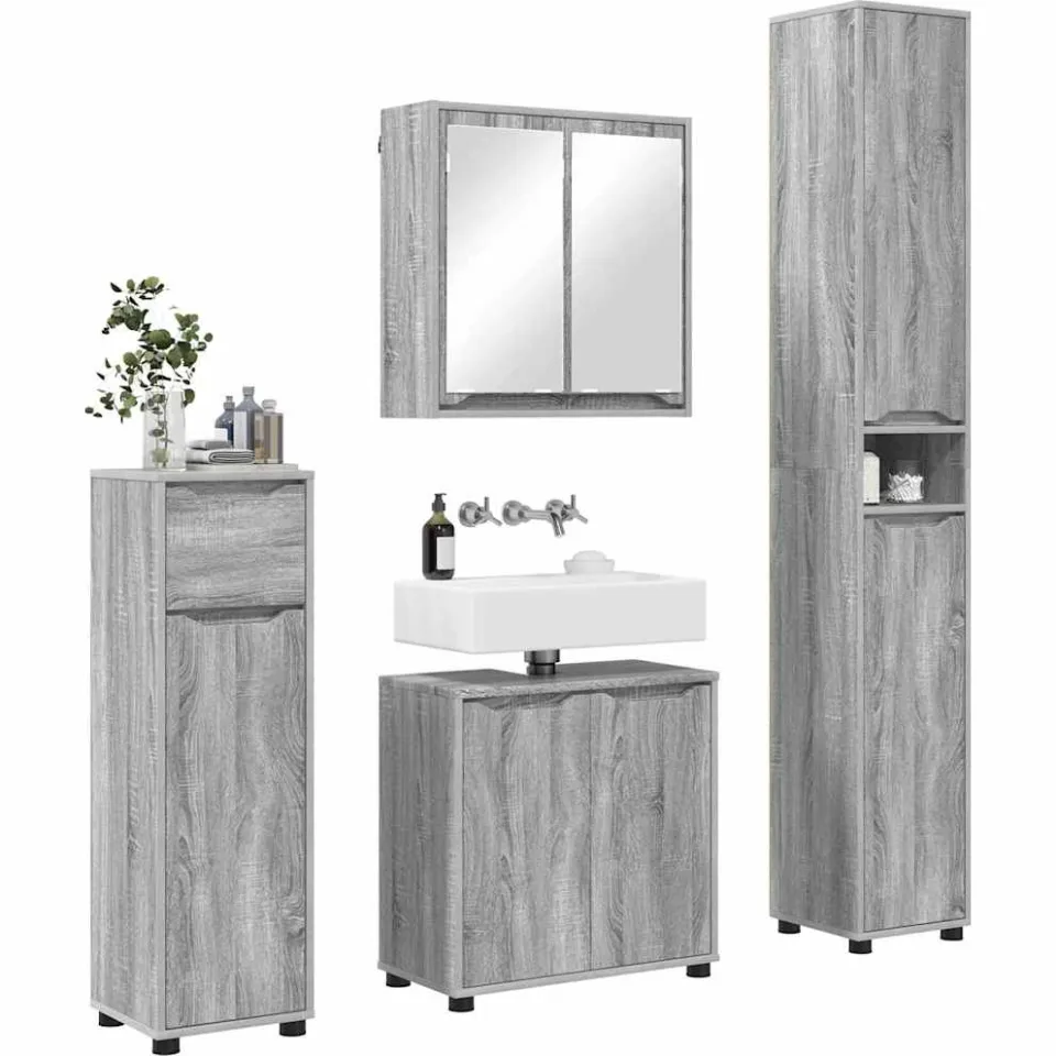 vidaXL Badkamermeubelset 4 st Grijs Sonoma 30,5 x 30 x 195 cm
