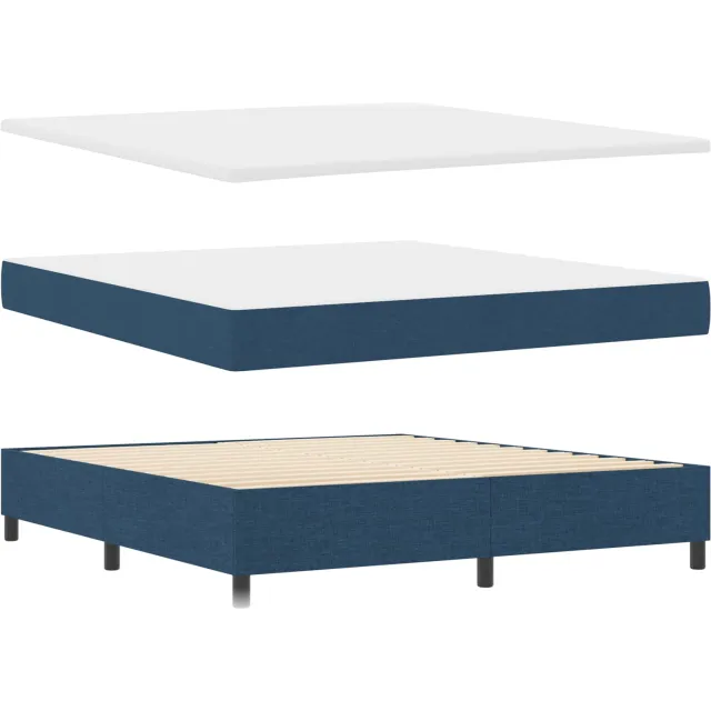 vidaXL Boxspring bed met LED-stripverlichting Blauw 180 x 200 cm Stof
