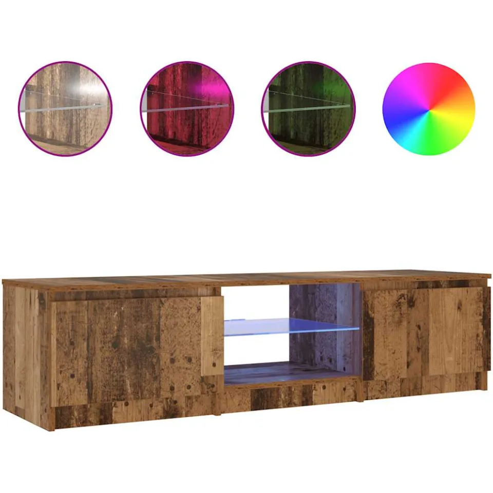 vidaXL Tv-meubel met LED 140x40x36 cm bewerkt hout oud houtkleurig bruin, foto 3