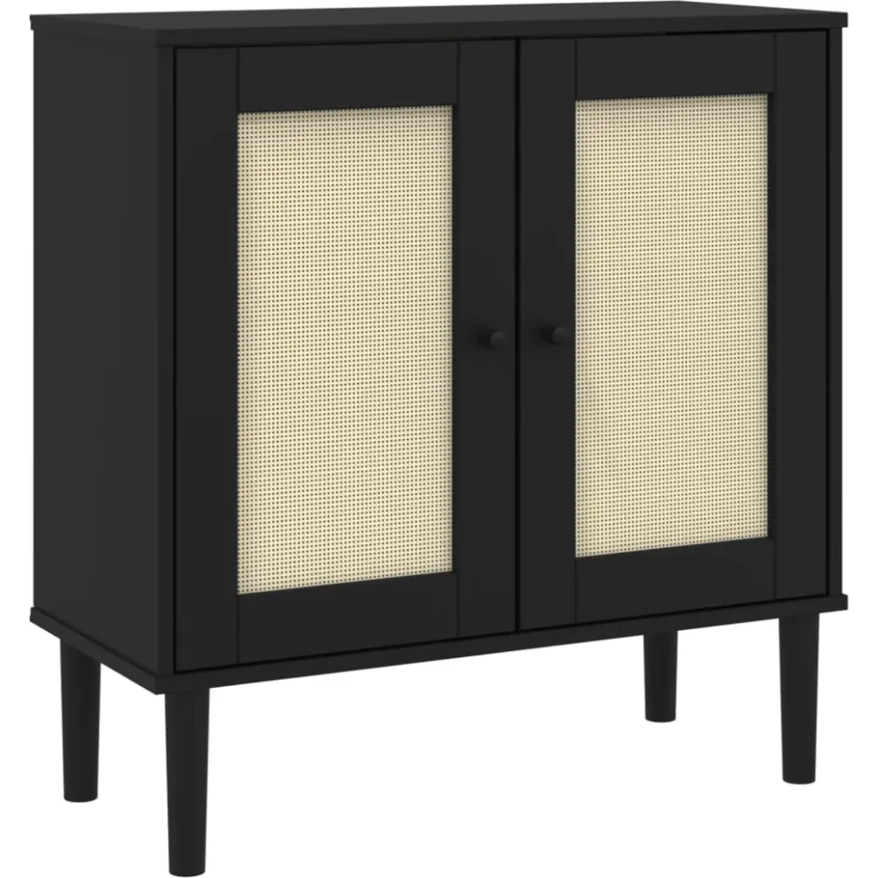 vidaXL Dressoir SENJA 80x35x80 cm rattan look massief grenenhout zwart, foto 3