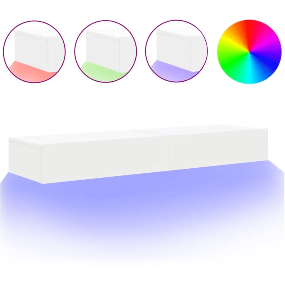 vidaXL Tv-meubelen 2 st met LED-verlichting 60x35x15,5 cm wit, foto 4