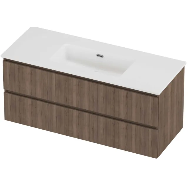 Proline Tribute Badmeubelset Porselein Elegant Zonder Kraangat 120x46x54 cm Mat White Terra Oak Eiken