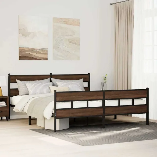 vidaXL Bedframe zonder matras metaal bruin eikenkleurig 200x200 cm