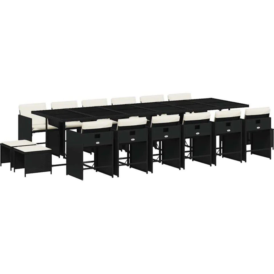vidaXL 17-delige Tuinset met kussens poly rattan zwart, foto 3