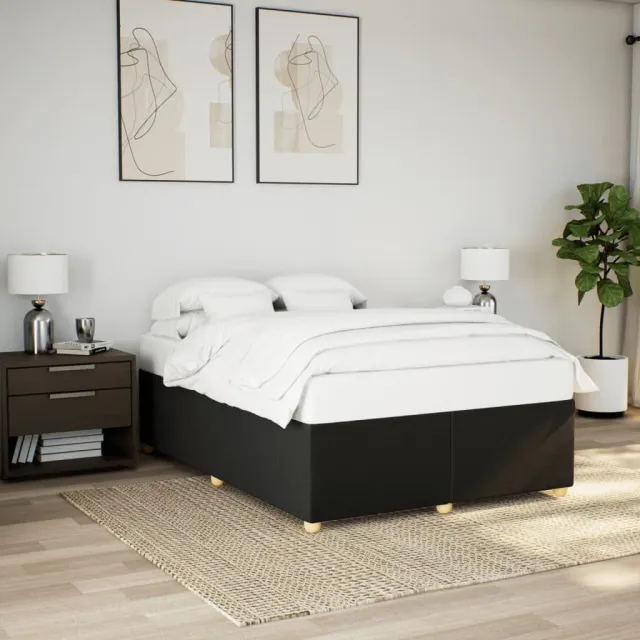 vidaXL Bedframe zonder matras stof zwart 140x200 cm