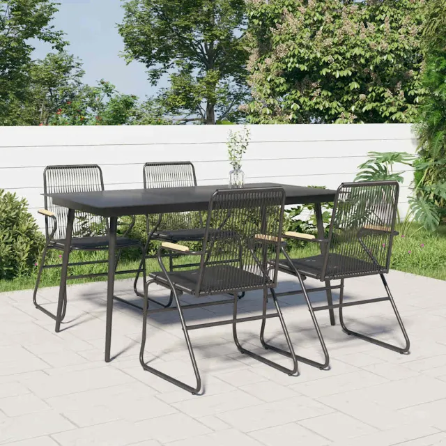 vidaXL 5-delige Tuinset PVC-rattan zwart, foto 2
