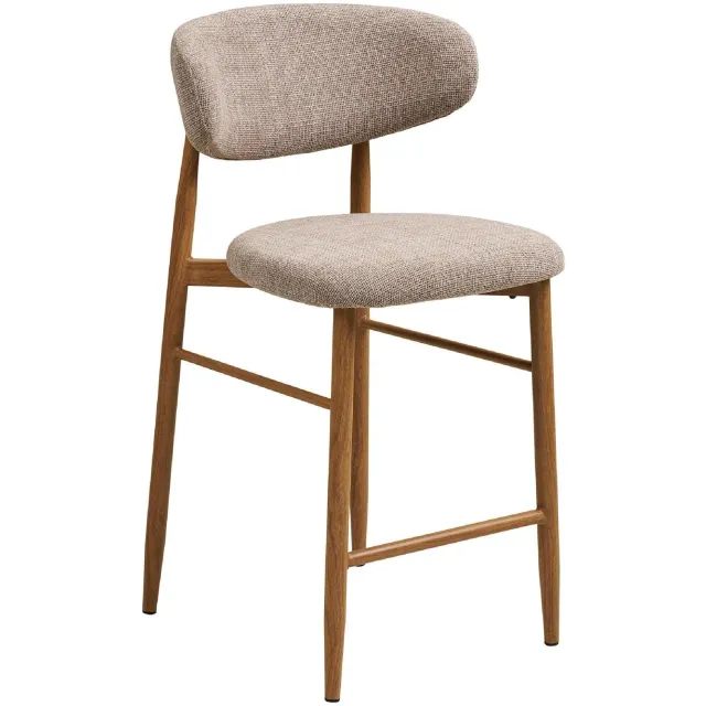 Set van 2 - Nest of Nora Keuken Barkrukken met rugleuning Olan - Houtlook eiken poten - Zand