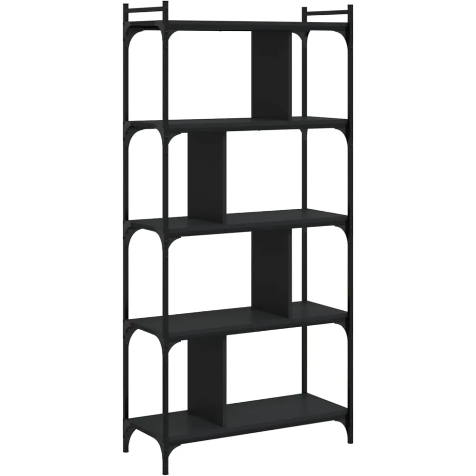 vidaXL Boekenkast 5-laags 76x32x158 cm bewerkt hout zwart