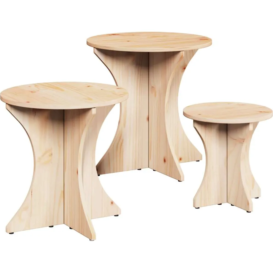 vidaXL Salontafel 3 st Naturel 46 x 46 x 47 cm, foto 3