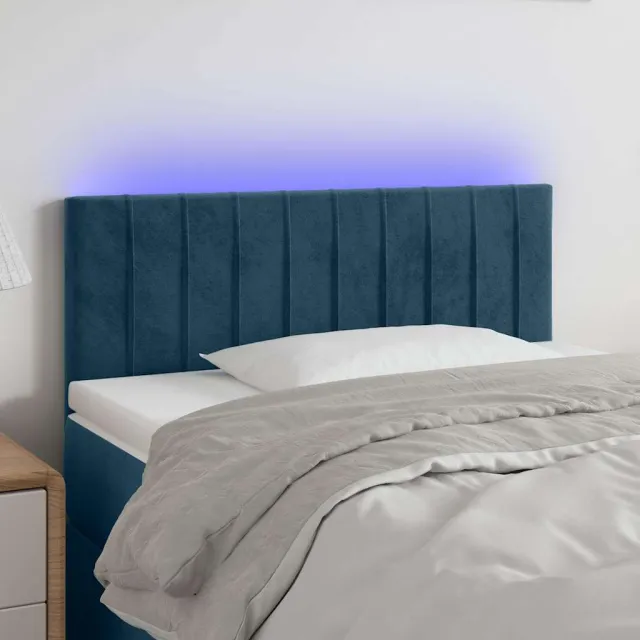vidaXL Hoofdbord LED 100x5x78/88 cm fluweel donkerblauw blauw