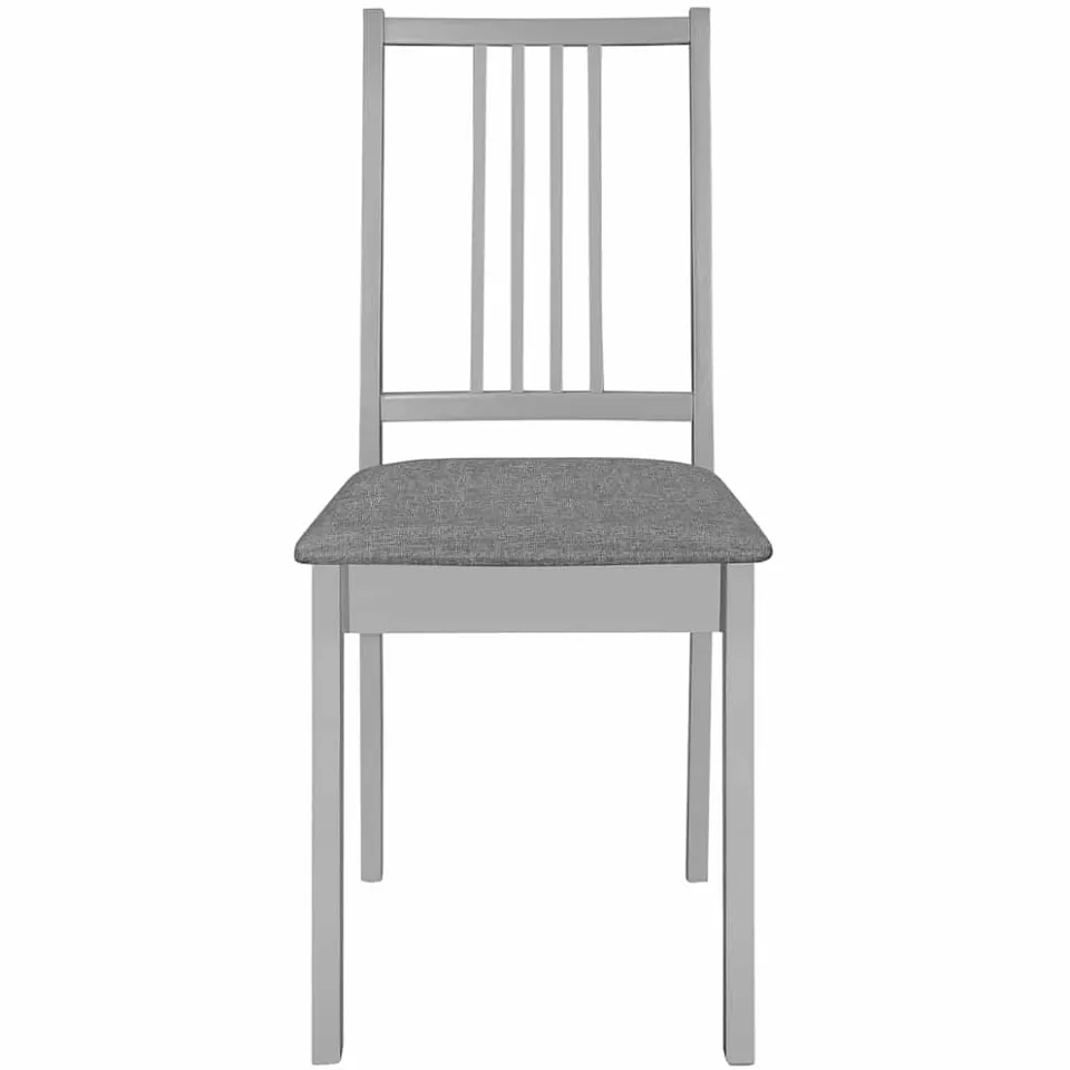 vidaXL Eetkamerstoelen met kussens 4 st massief hout grijs, foto 3
